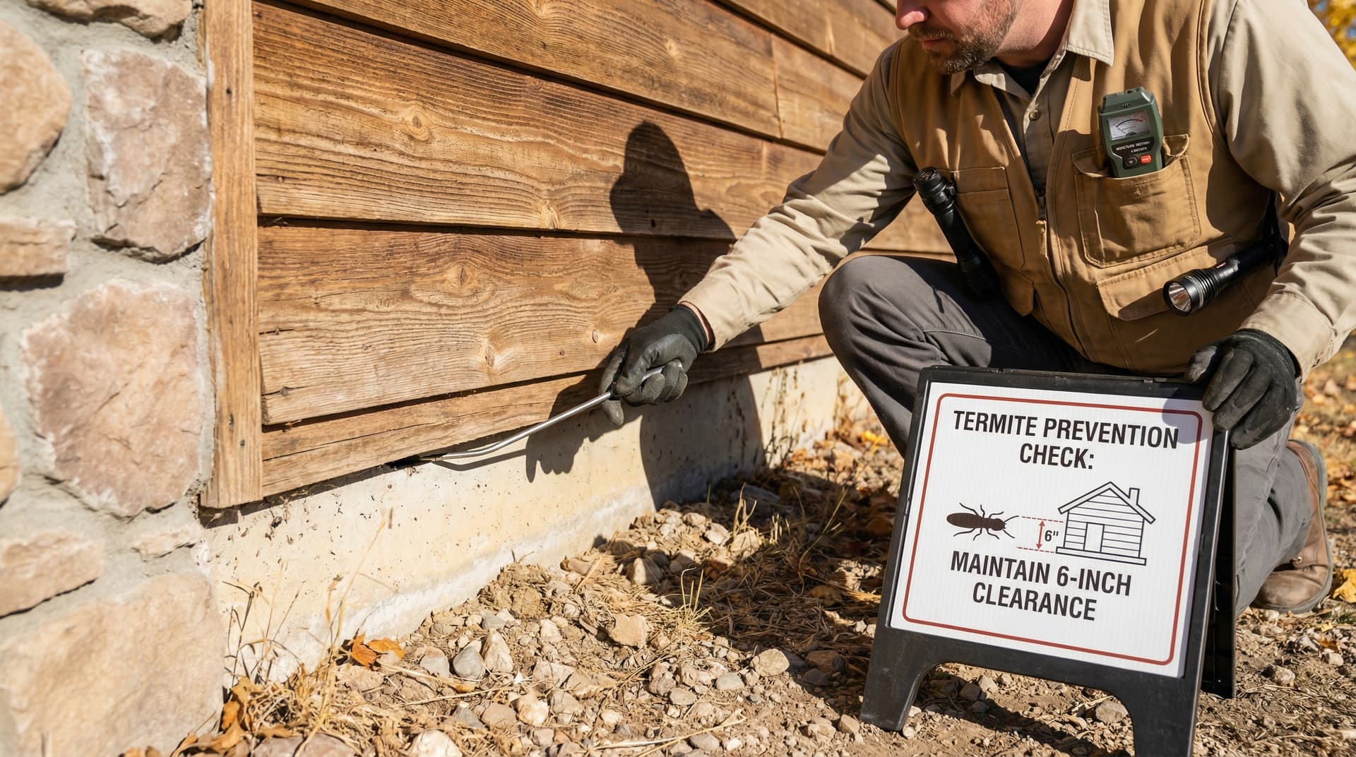 Home foundation inspection for termite prevention