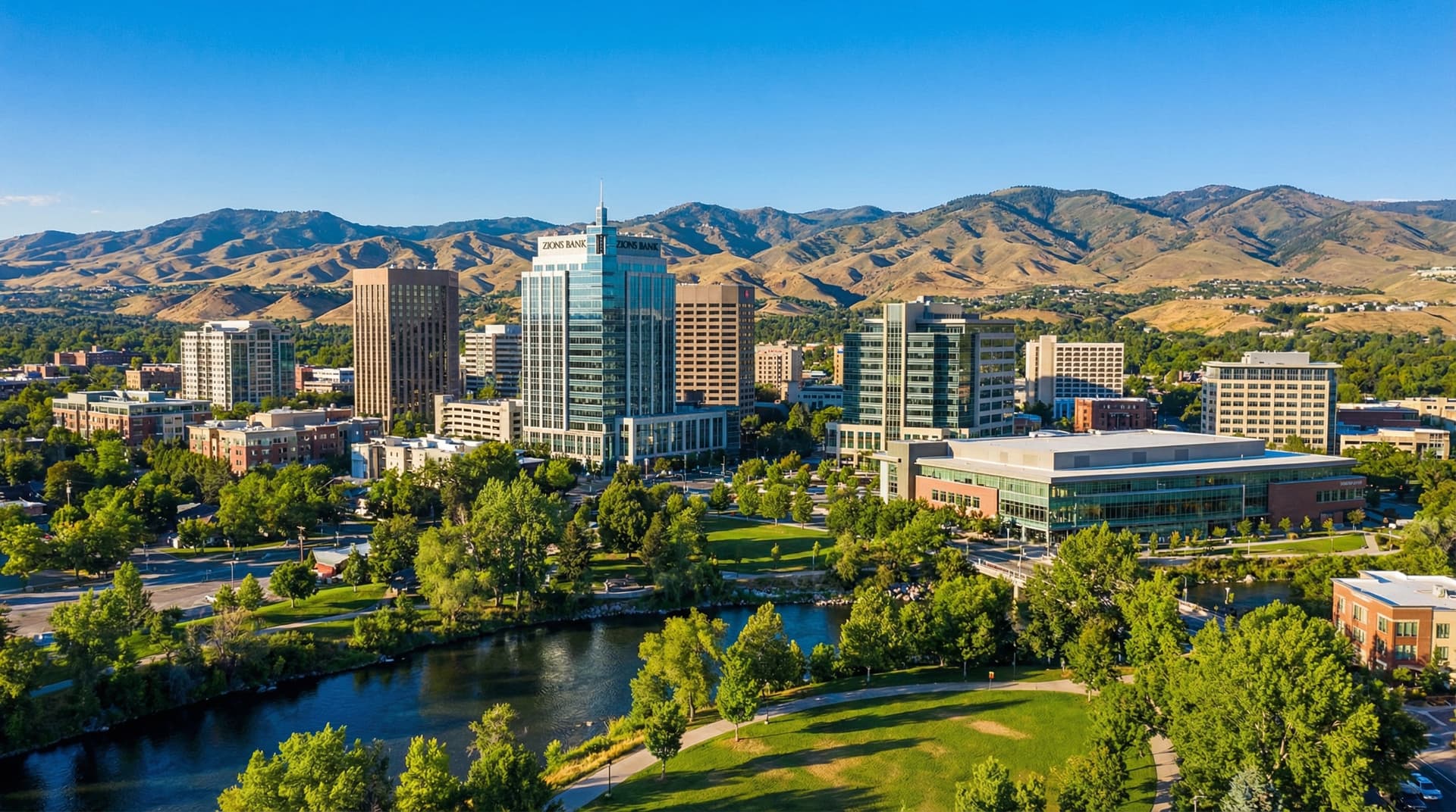 Boise Idaho skyline with foothills